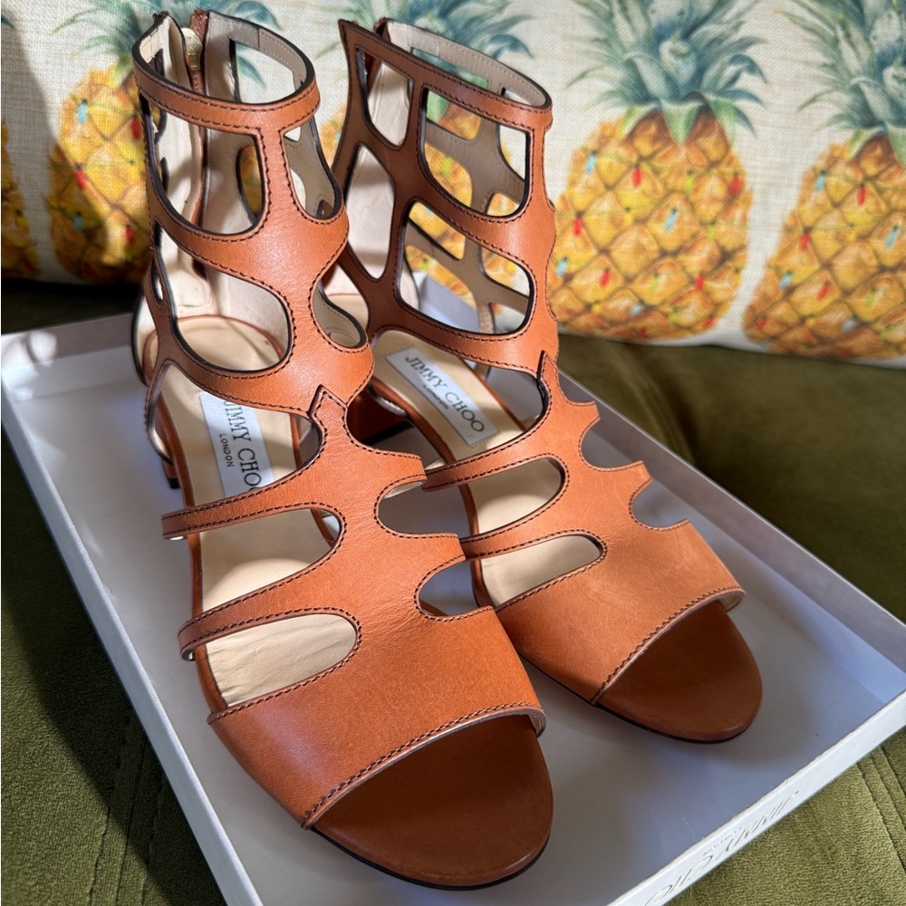 Like New! Calfskin Ren 35 Sandals 39 Brown/Tan- Size 39